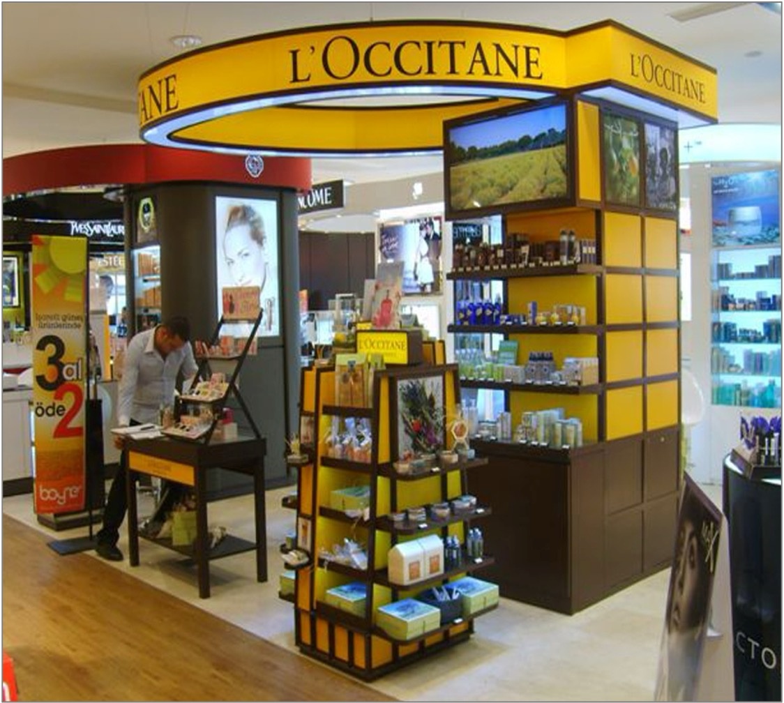 Premium L'Occitane Display mit integrierten Produkttestern
