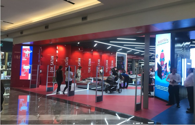 Bookstore interior with custom shelving